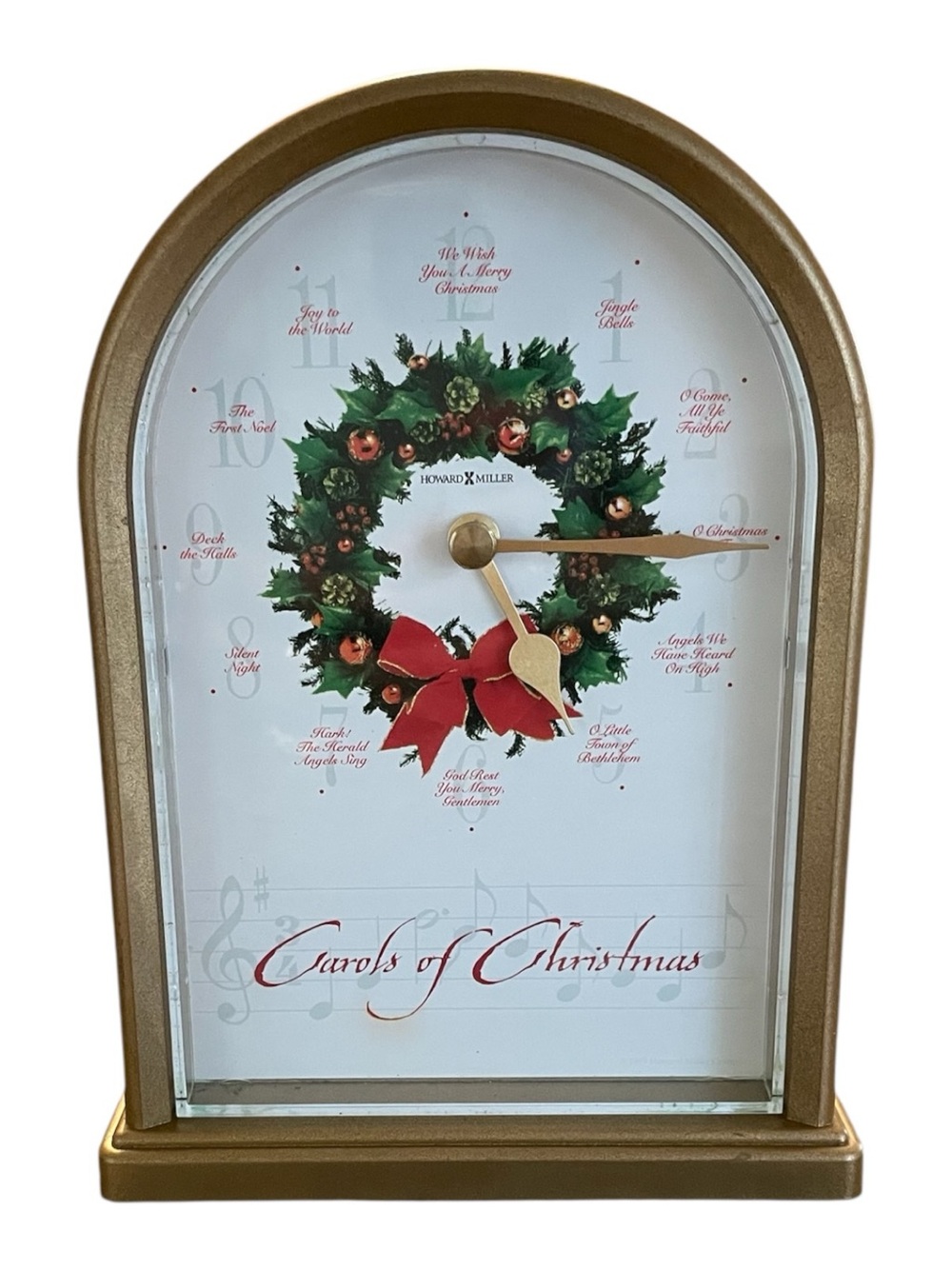 Howard Miller Gold 'Carols of Christmas'mMusical Mantle Table Clock Holiday